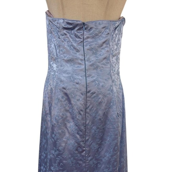Vtg 90s Jessica McClintock Periwinkle Satin Embroidered Dress Formal Sz 14 Prom - Picture 6 of 8